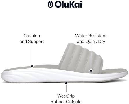 OLUKAI Komo Men's Slide Sandals - Water-Friendly with Cushioned Strap for All-Day Comfort & Support - Perfect for Beach